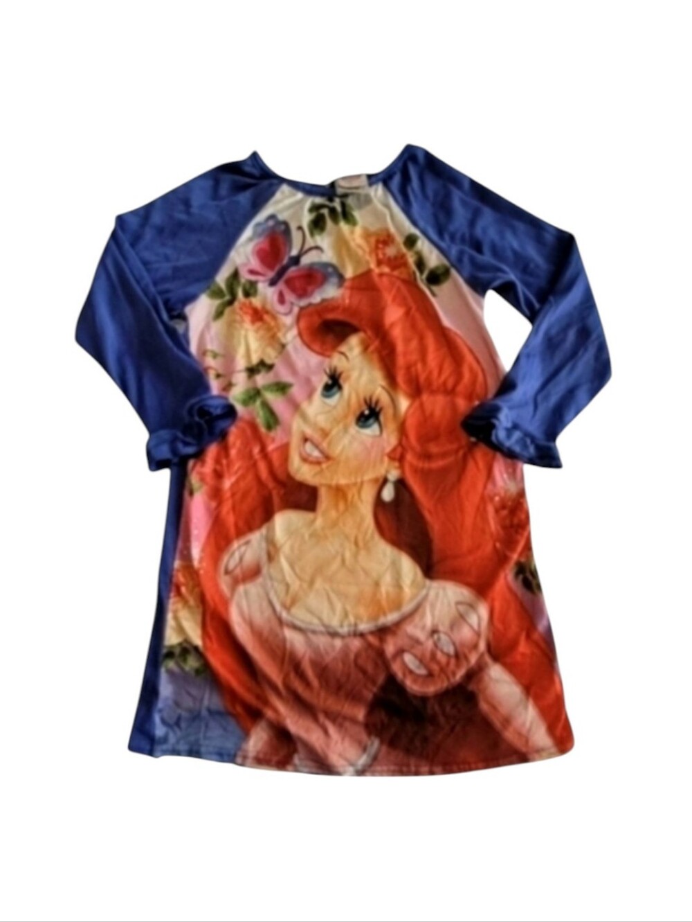Disney Ariel The Little Mermaid Red and Blue Colorful Pajama Nightgown Size 6x